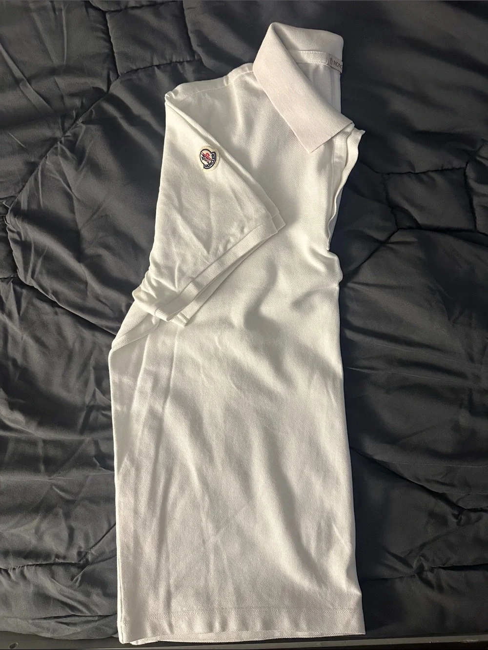 Moncler White Polo with Red & Navy Trim